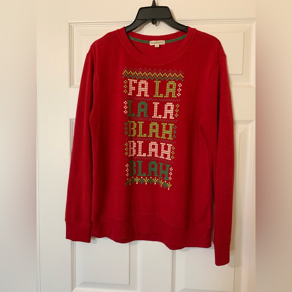 Love on‎ a Hanger Red Crew Neck Sweater Festive Design